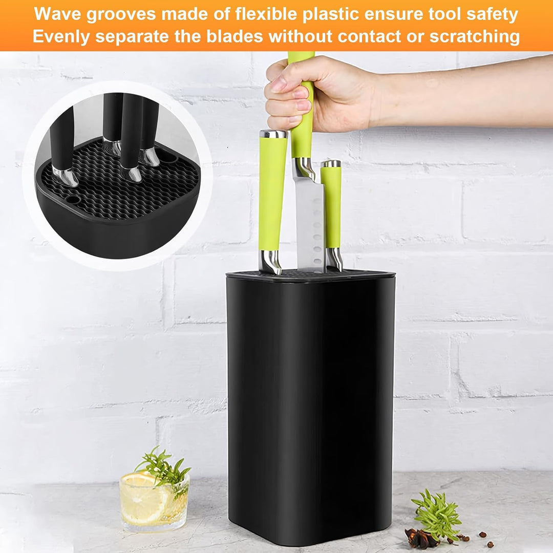 Messerblock Ohne Messer Schwarz Knife Holder, Universal Küchenmesser Block mit 21 Schlitzen und Abfl