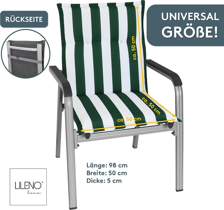 Gartenstuhl Auflagen als [1er Set - Niedriglehner] in Blockstreifen Grün - Bequeme Liegen als Sitzau