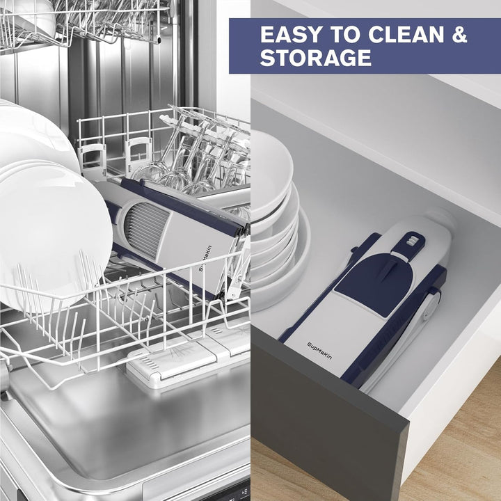 SupMakin Gemüseschneider, Once for All Verstellbar Gemüsehobel Mandoline Vegetable Slicer Pommesschn