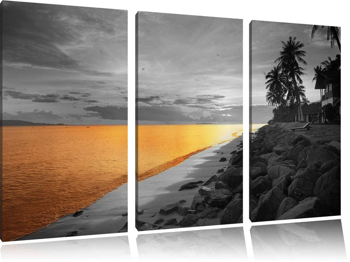 Pixxprint Entspanntes Urlaubsgebiet als Leinwandbild | Grösse: 3 Teilig (120x80) | Wandbild| Kunstdr