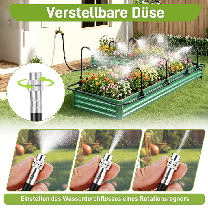 15M Bewässerungssystem Garten, automatisches Sprühnebel-Bewässerungsset, mit verstellbaren Düsen und
