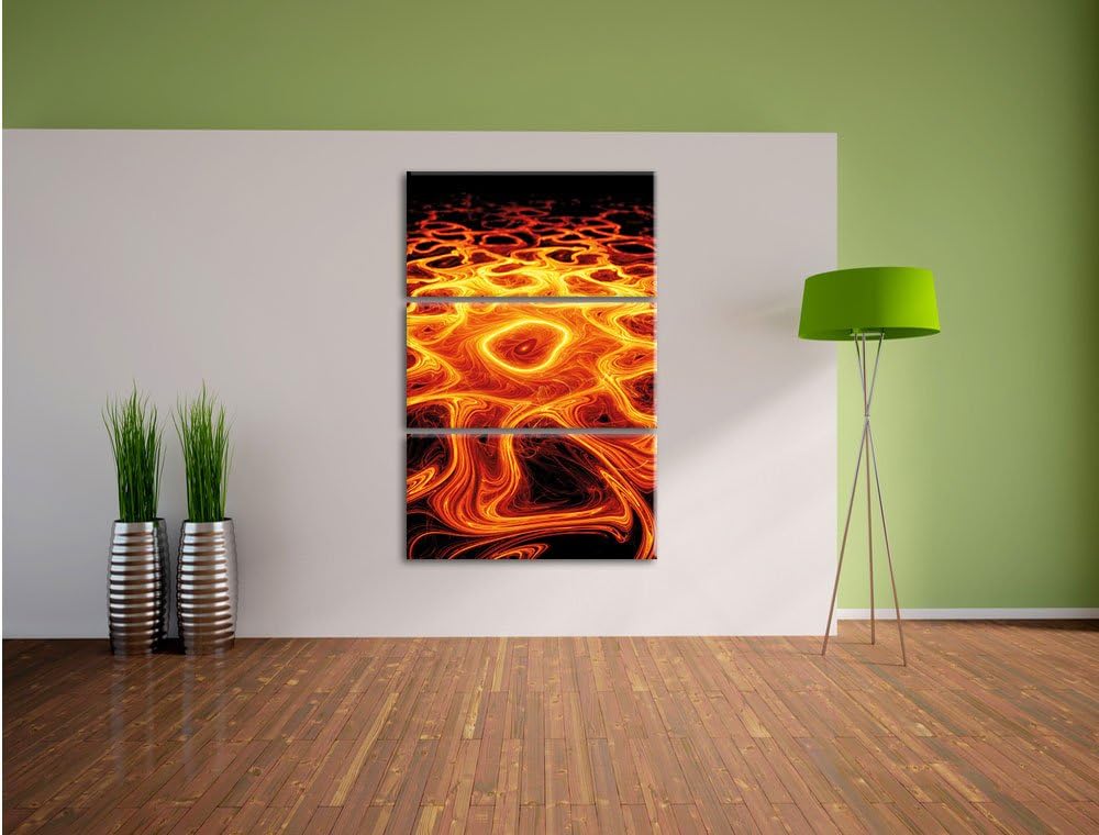 Pixxprint Leuchtende Lava Muster als Leinwandbild/Grösse: 3 Teilig (120x80) cm/Wandbild/Kunstdruck/f