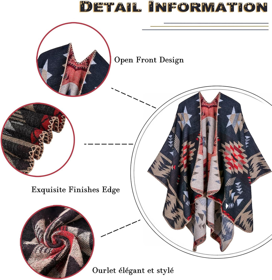 Shmily Girl Poncho Damen Strick Poncho Winter Warm Elegant Poncho Decke Poncho Cape Mantel Übergross
