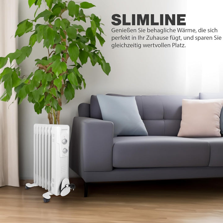 Clatronic RA 3735 7 Rippen-Ölradiator, mobiler Heizkörper, 1500 Watt, stufenloser Thermostatregler,