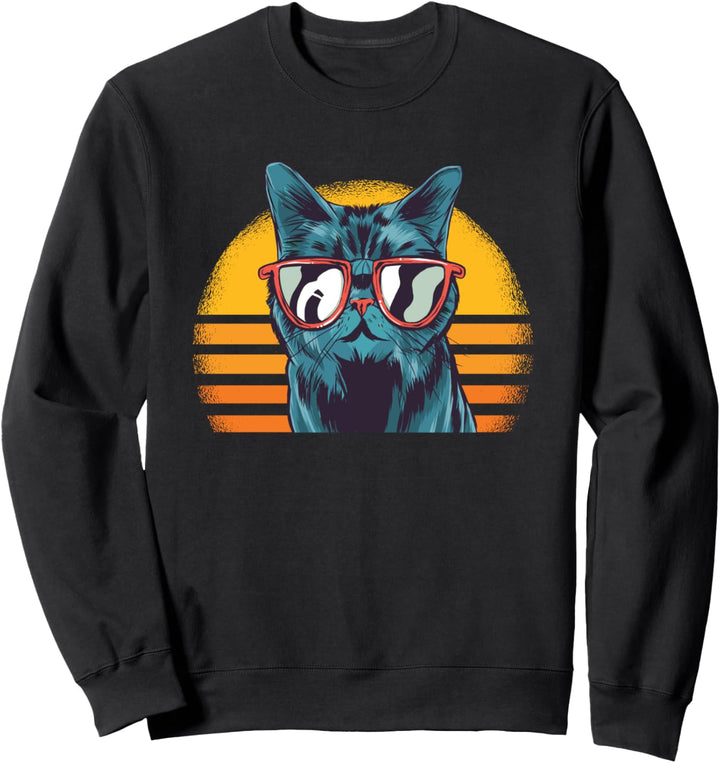 Nette Katze, die kühle Schatten Retro Geschenk trägt Sweatshirt