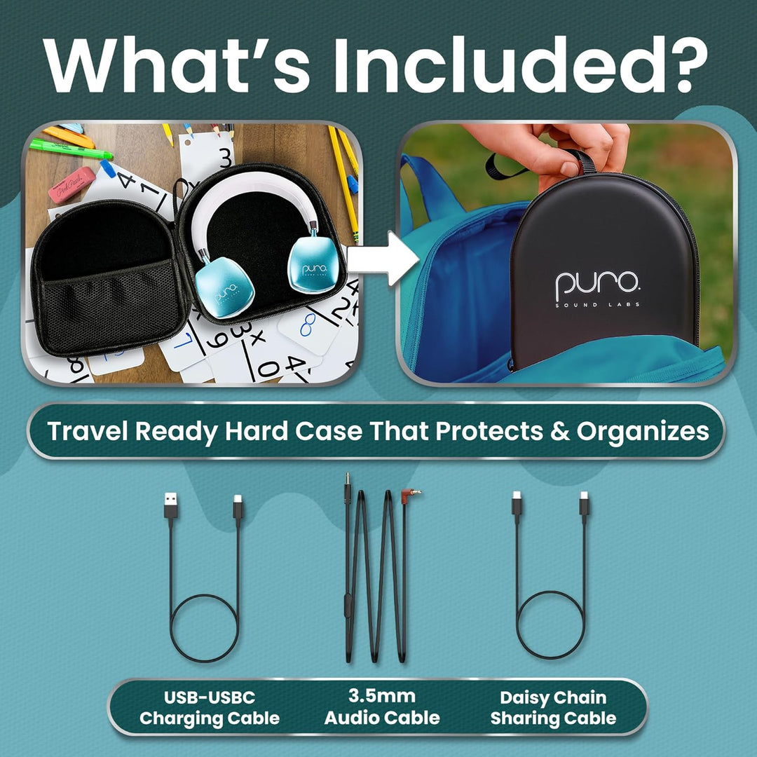 Puro Sound Labs PuroQuiet Plus Lautstärkebegrenzte On-Ear Active Noise Cancelling Bluetooth Kopfhöre