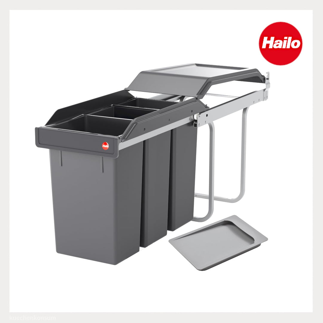 Hailo Abfallsammler Tandem 3650132 | für Schränke ab 300 mm Breite | Einbau Mülleimer 3x 10 l mit Bi