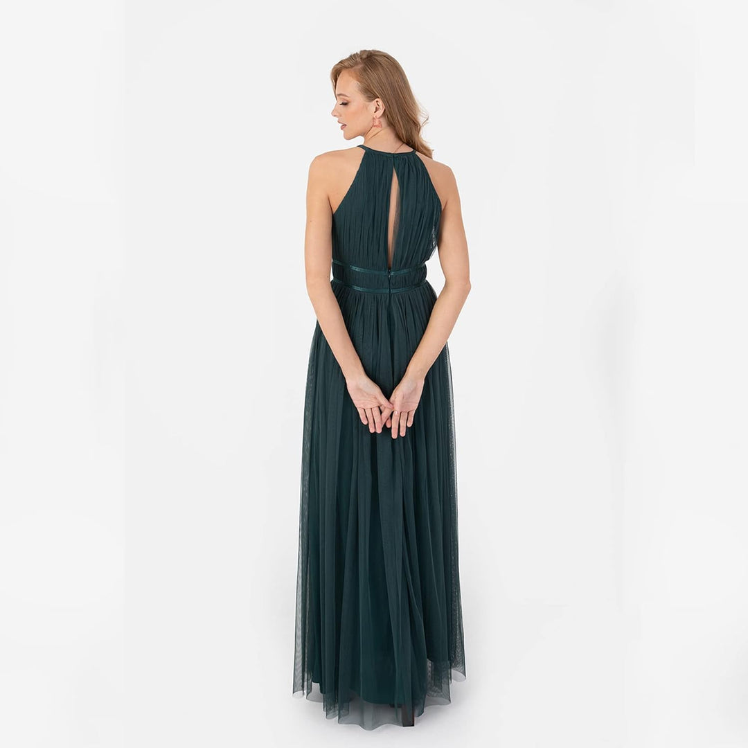 Anaya with Love Damen Ladies Maxi Women Halter Neck Sleeveless Back Keyhole Long for Wedding Guest P