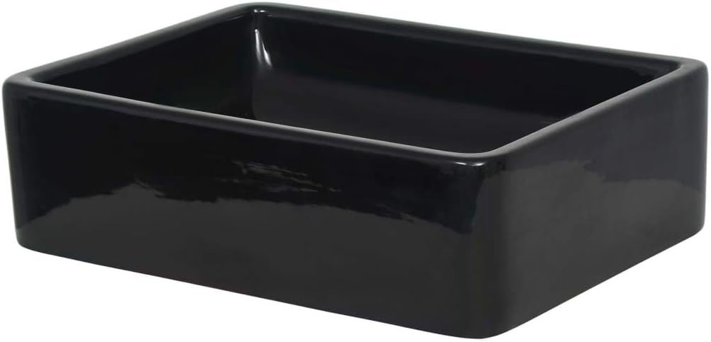 WIFESE Waschbecken Keramik Rechteckig Schwarz 41x30x12 cm Aufsatzwaschbecken Eckig Waschbecken Gäste