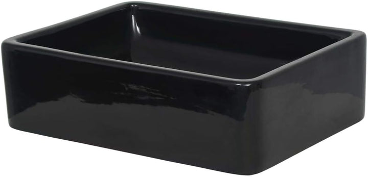 WIFESE Waschbecken Keramik Rechteckig Schwarz 41x30x12 cm Aufsatzwaschbecken Eckig Waschbecken Gäste