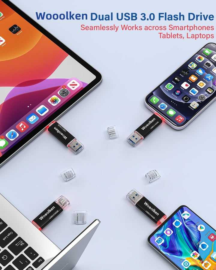 USB C Stick 64GB 3.0 OTG 2 Stück,WOOOLKEN 2er Pack Type-C (2-in-1 USB-Stick z.B.für Android Handy, T