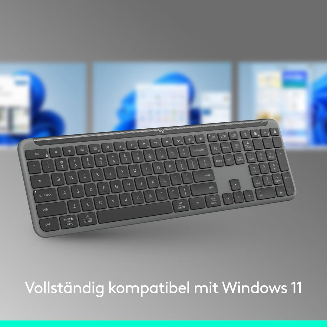 Logitech Signature Slim K950 kabellose Tastatur, schlankes Design, Wechseln zwischen Geräten beim Ti