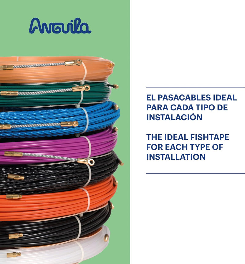 Anguila| Guía Pasacables | Fibra de Vidrio Reforzada + Propileno | Terminales Intercambiables | Colo