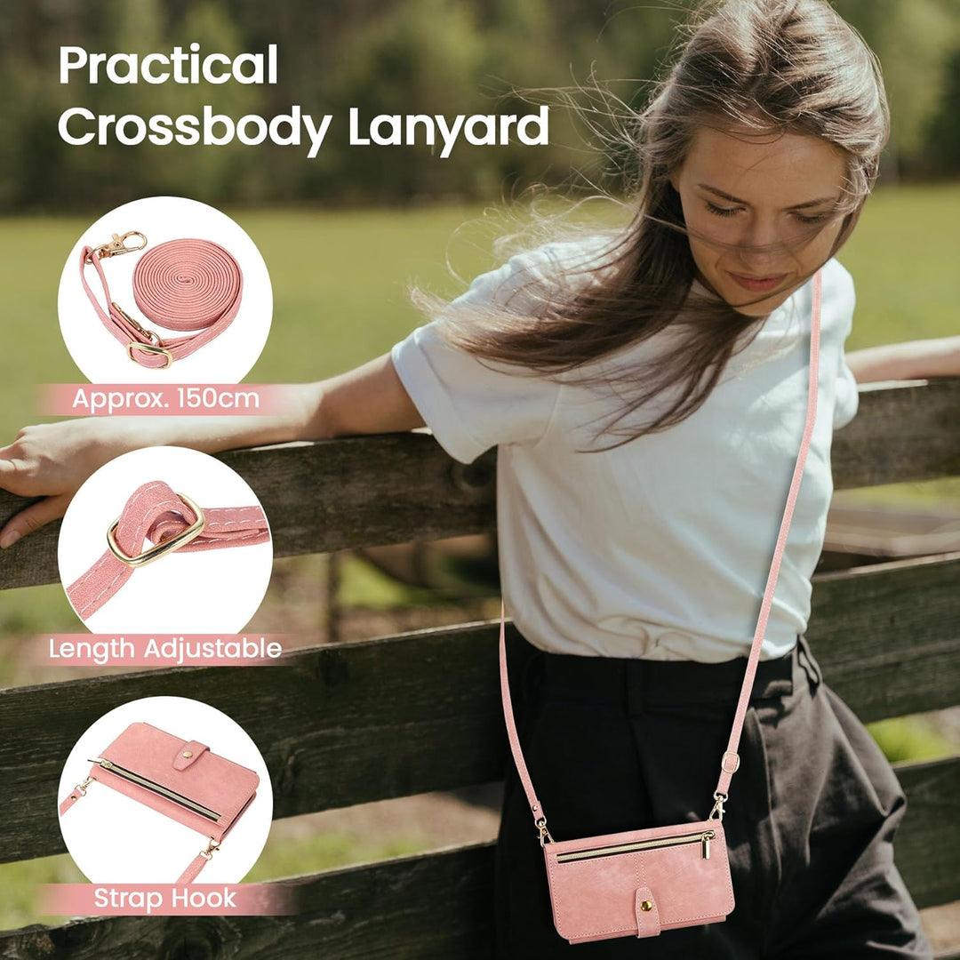ZCDAYE Handyhülle für iPhone 11 Hülle mit Band, Roségold | Leder Handytasche Geldbörse mit Kartenfäc