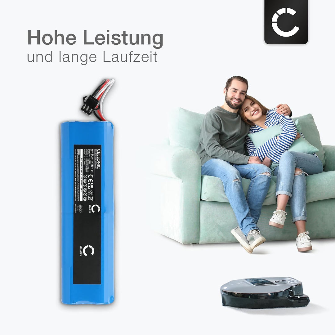 CELLONIC 2X Akku kompatibel mit Roidmi Eve Plus, Xiaomi Viomi S9 2x Akku 5200mAh, 2x Akku 5200mAh