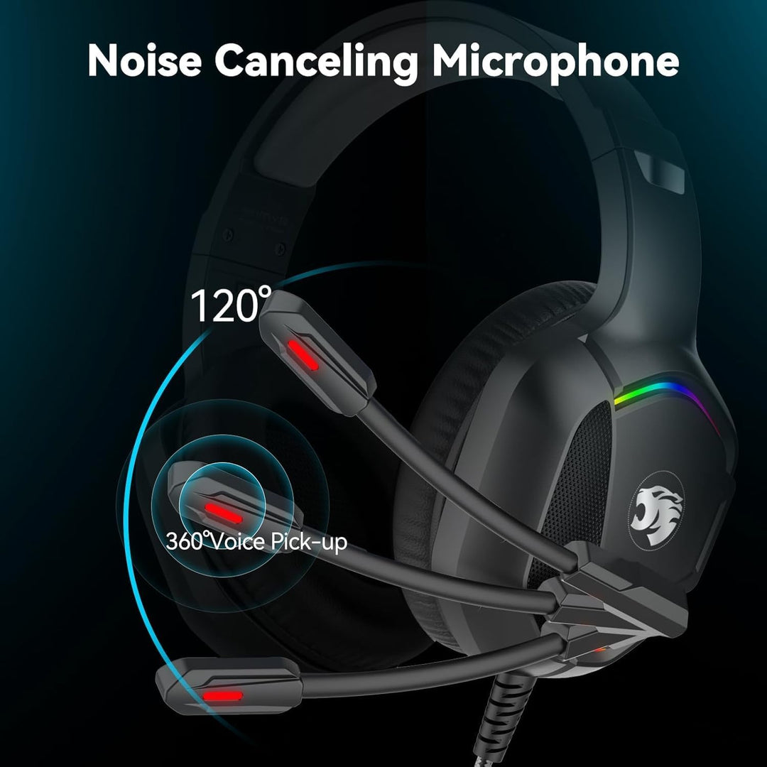 IMYB Gaming Headset mit Katzenohren abnehmbaren, RGB-Licht, Stereo Surround Noise Cancelling, Mikrof