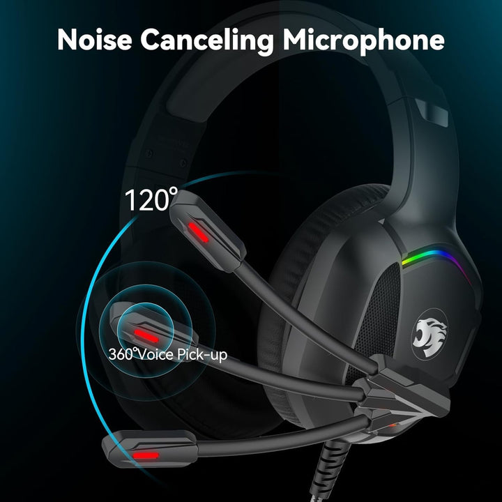 IMYB Gaming Headset mit Katzenohren abnehmbaren, RGB-Licht, Stereo Surround Noise Cancelling, Mikrof
