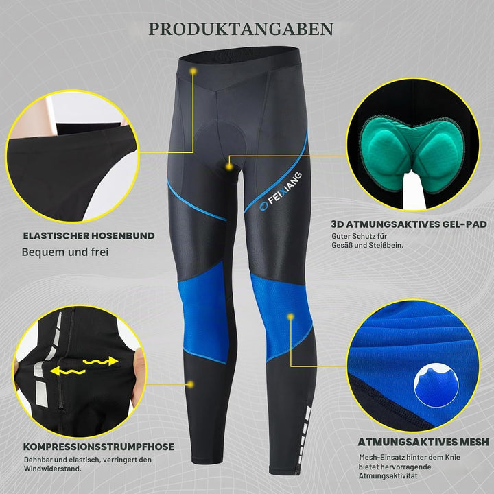 MEETWEE Herren Radlerhose Lange Fahrradhose, Kompression Radhose Leggings Radsport Hose für Männer E