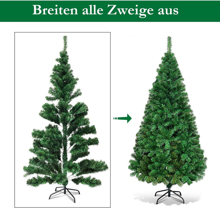 COSTWAY 150/180/210/240cm Künstlicher Weihnachtsbaum, Tannenbaum mit Metallständer, Christbaum PVC N