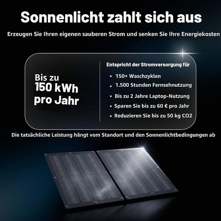 Solarpanel Set 110W, Semi-Flexibel &amp; Leicht Balkonkraftwerk, Smart Monitoring per App, für Balkon &amp;