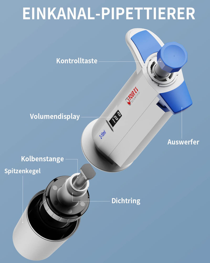 1-10ml Pipetten Pipettor Mikropipette Labor Einkanal Pipettierer Mikroliterpipetten Laborpietten ISO