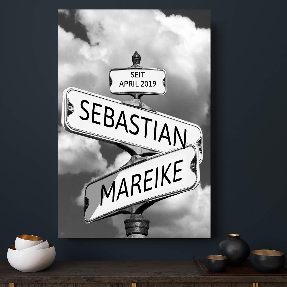 Deutsam Individuelle Leinwand Wolken mit eigenem Namen Wohndeko Bild Keilrahmen Geschenkidee für Fre