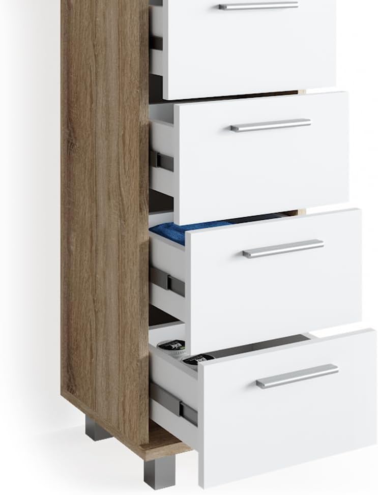 Vicco Badschrank Ilias, Sonoma/Weiss, 30 x 95 cm, Sonoma