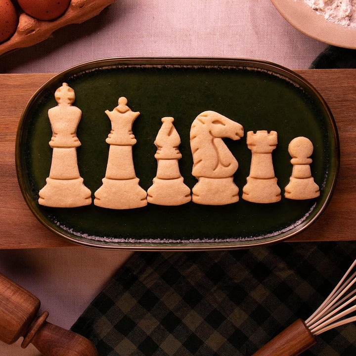 Satz von 6 Schachfiguren Ausstechformen (König, Dame, Türme, Springer, Läufer, und Bauern)