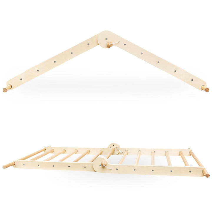 Mamabrum Holzspielplatz für Kinder – Klettergerüst, Dreieck, Leiter & Balancierpfad – 3-in-1 Multifu