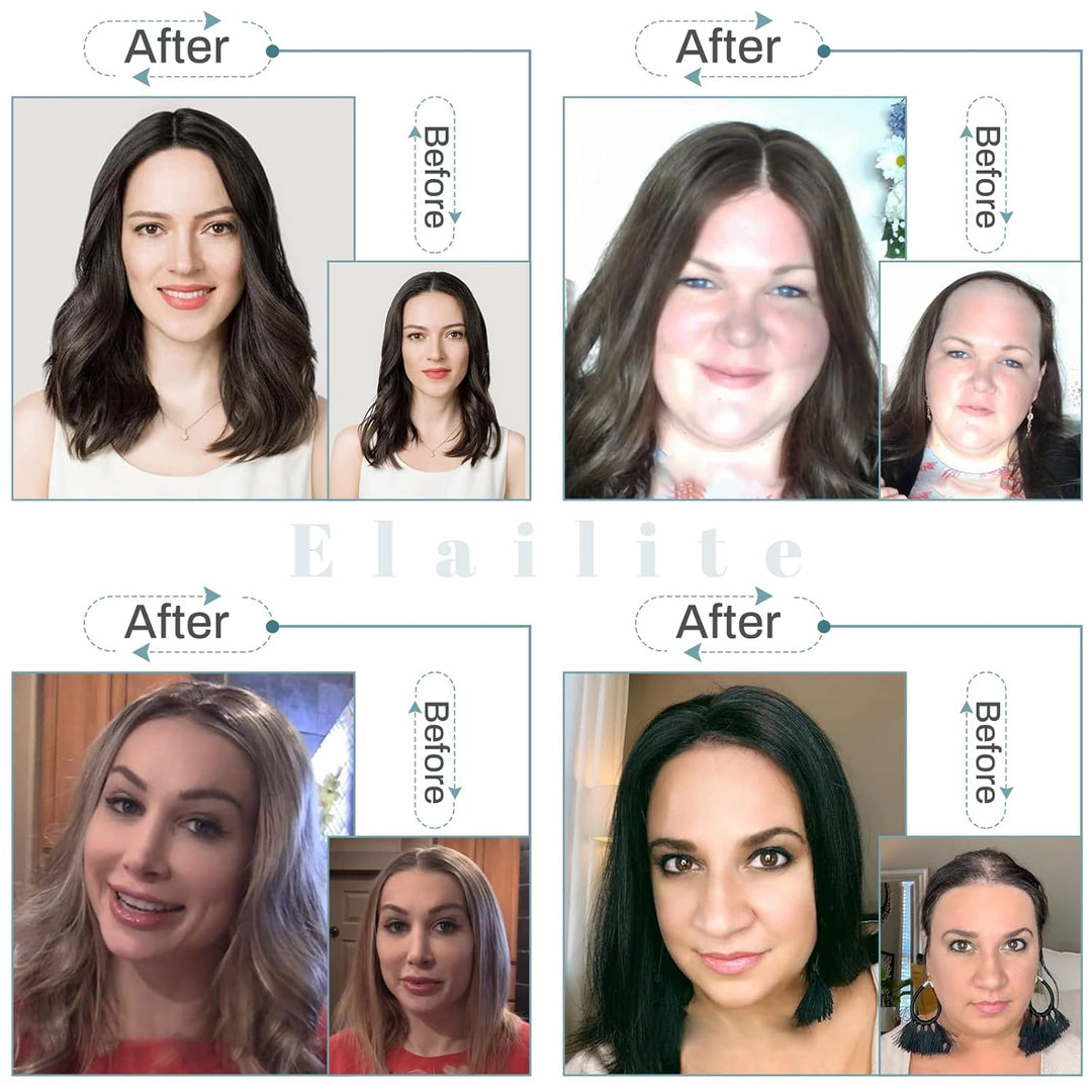 Elailite Clip in Toupet Frauen, Echthaar Topper, Seide Basis Clip in Extensions Haarteil 130% Dichte
