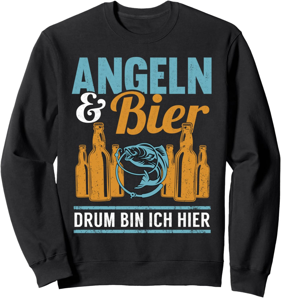 Angeln & Bier Lustiges Angler Angelrute Spruch Geschenk Sweatshirt