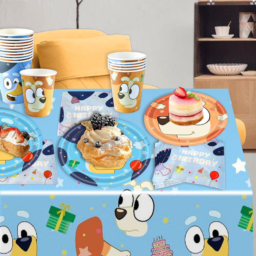 Pappteller Kindergeburtstag Deko- Blau Dog Geburtstag Deko Birthday Partygeschirr Set Geburtstagsdek