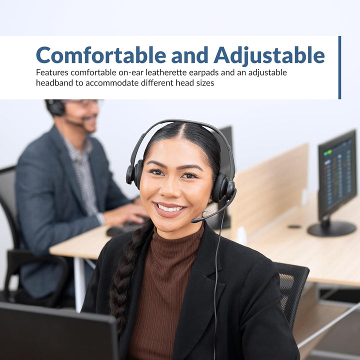 Cyber Acoustics Stereo-USB-Headset mit ENC (AC-204ENC) – Umgebungsgeräuschunterdrückung, Audio für A