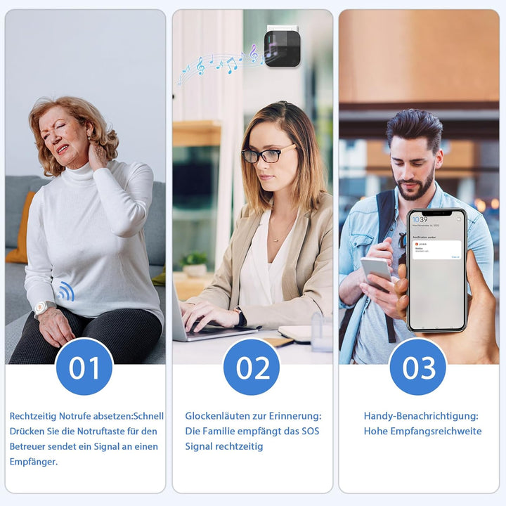 DAYTECH Notrufknopf für Senioren auf Handy, WiFi Tuya Smart Senioren Notfallknopf Alert System, Haus
