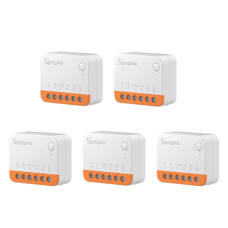 SONOFF 5PCS MINIR4 WiFi Smart Alexa Schalter 2 Wege - Wlan Lichtschalter, Relay Split Mode, 2.4G, Fu
