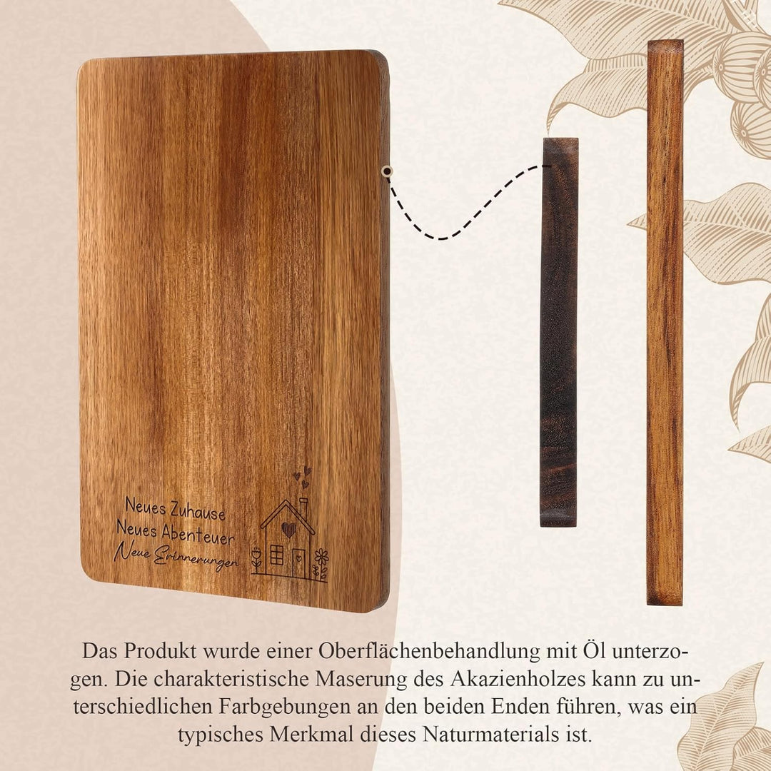Xuniea Einweihungsgeschenk 23 x 15 cm Holz Frühstücksbrett Baumwolle Küchentuch Neues Zuhause Gesche