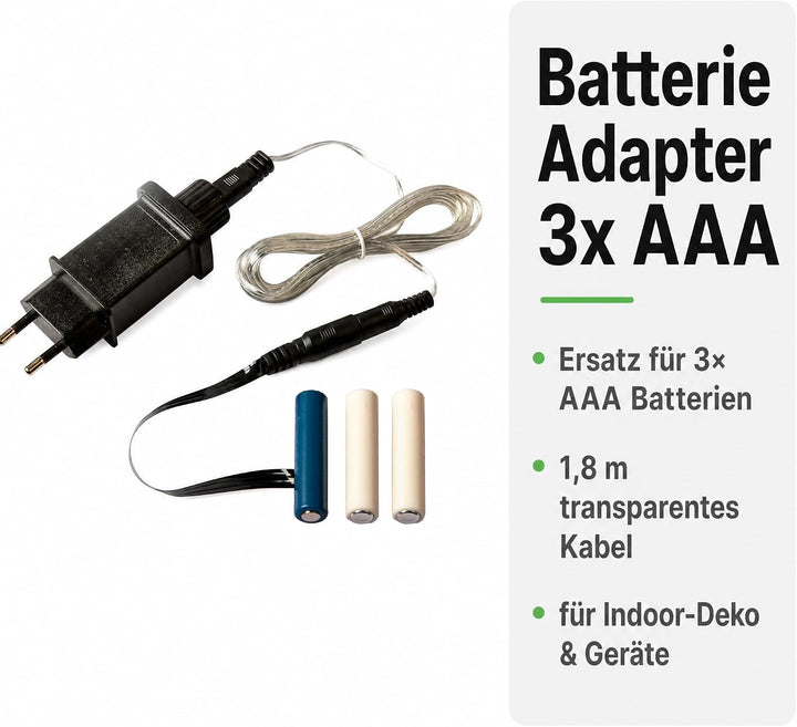 Hellum Batterie Adapter 3X AAA, Ersatz für 3X AAA Batterien 1,8m transparentes Kabel,4,5V Netzteil A