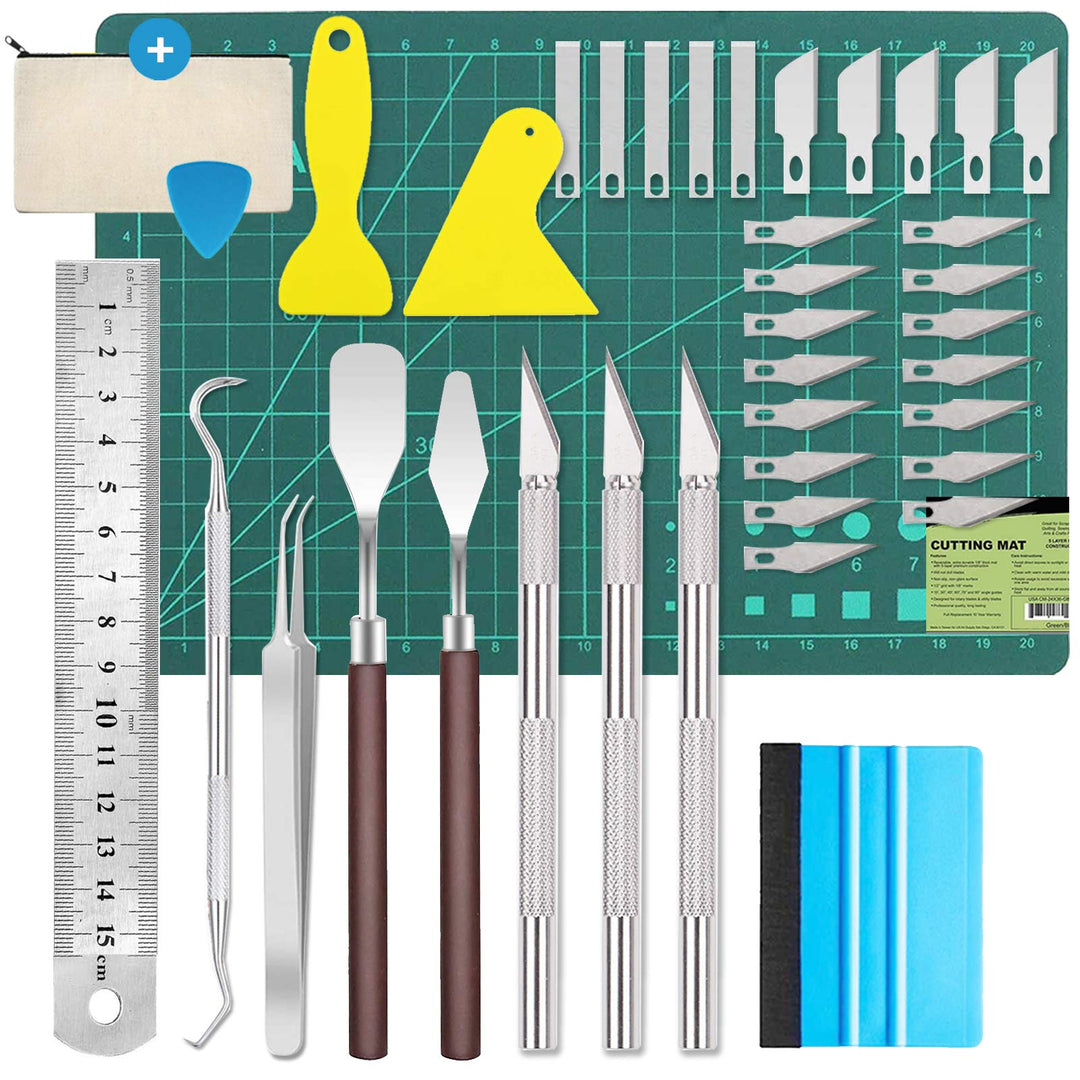 X SIM FITNESSX 39 Stück Plotter Zubehör, Skalpell Carving Craft Messer, Vinyl Jäten Werkzeuge DIY Ba