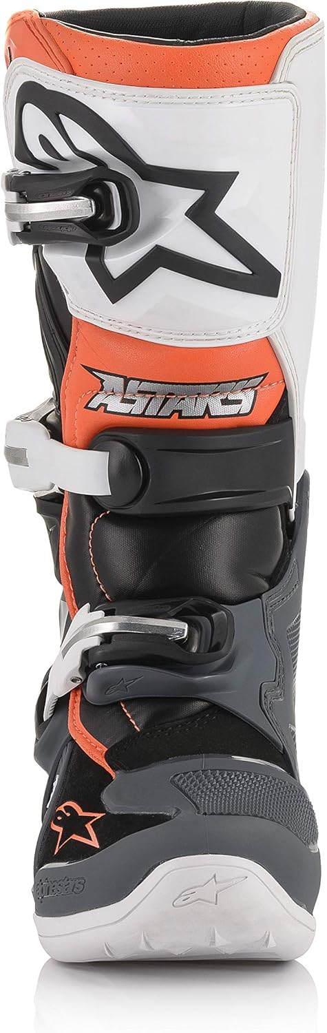 Alpinestars Youth Tech 7s Boots Unisex Youth Tech 7S Stiefel 38 EU Schwarz Grau Weiss Orange Fluores