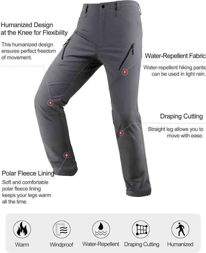 KUTOOK wasserdichte Softshellhose Herren Winter Outdoor Hose für Trekking Wandern Bergsteigen HP010