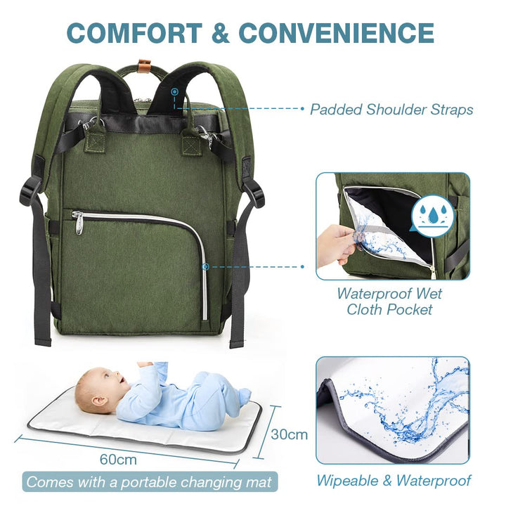 Lekebaby Baby Wickelrucksack Wickeltasche mit Wickelunterlage Multifunktional Grosse Kapazität Babyt