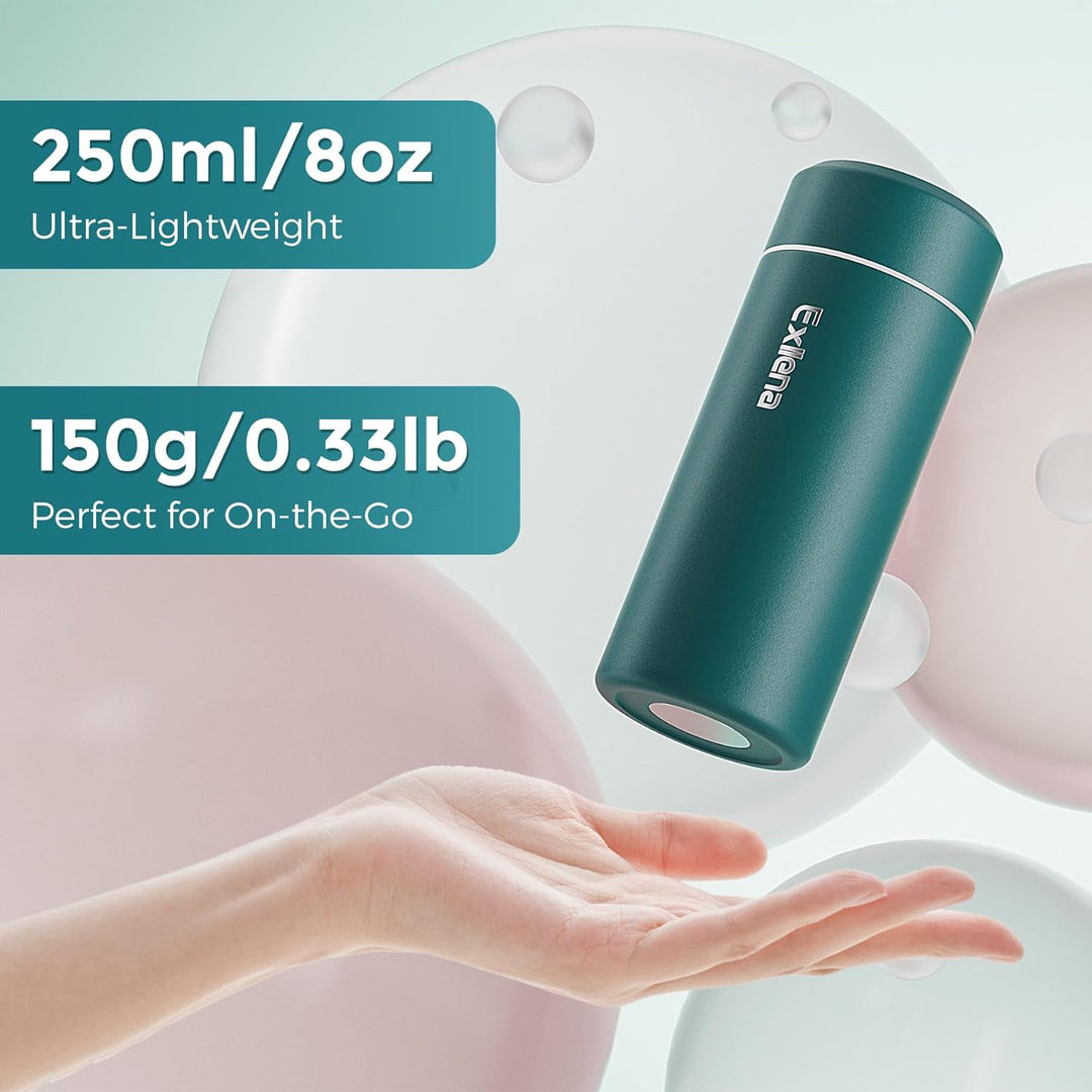 【Upgrade-Version】Exllena Mini Thermosflasche 250ml mit Edelstahl-Deckel, Trinkflasche Klein Doppelwa