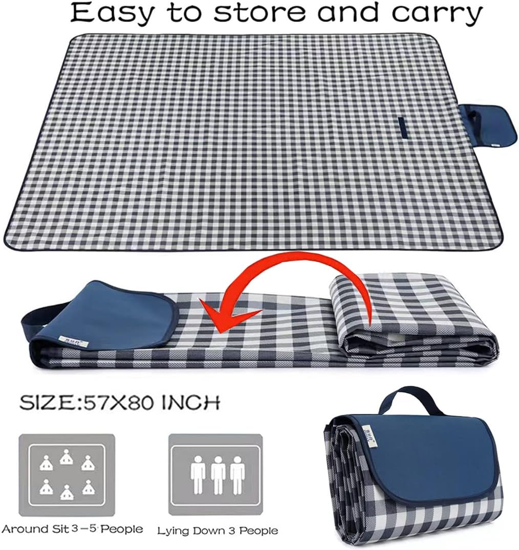 Extra grosse Picknickdecke, Stranddecke, 203.2x203.2 cm, Picknickmatte, wasserdicht, sanddicht, falt