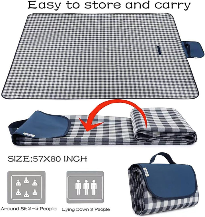 Extra grosse Picknickdecke, Stranddecke, 203.2x203.2 cm, Picknickmatte, wasserdicht, sanddicht, falt