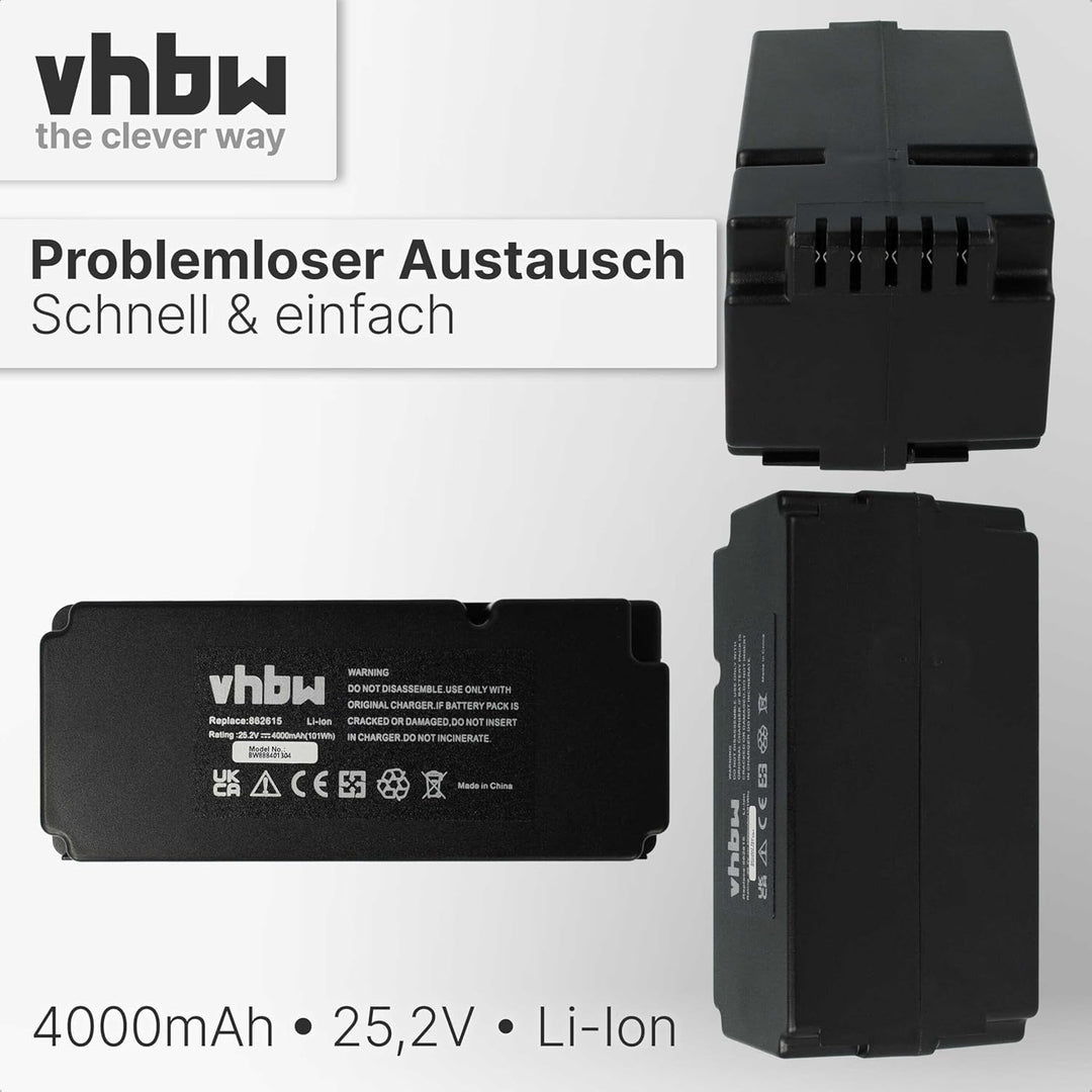 vhbw Akku kompatibel mit Ferrex R800 Easy+ Rasenroboter Rasenmäher (4000mAh, 25,2V, Li-Ion)