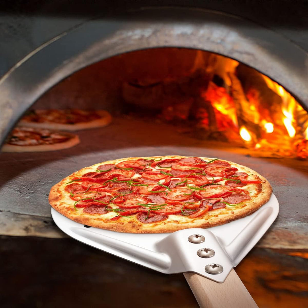 Perforierter Pizzaschieber, 7 Zoll Rund Pizzawender, Leichte Pizzaschaufel aus Hart Eloxiertes Alumi
