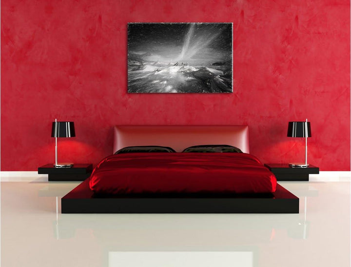 Pixxprint gewaltiges Polarlicht Kunst als Leinwandbild/Grösse: 100x70 cm/Wandbild/Kunstdruck/fertig