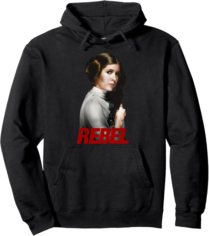 Star Wars Princess Leia Bold Rebel Text Portrait Pullover Hoodie