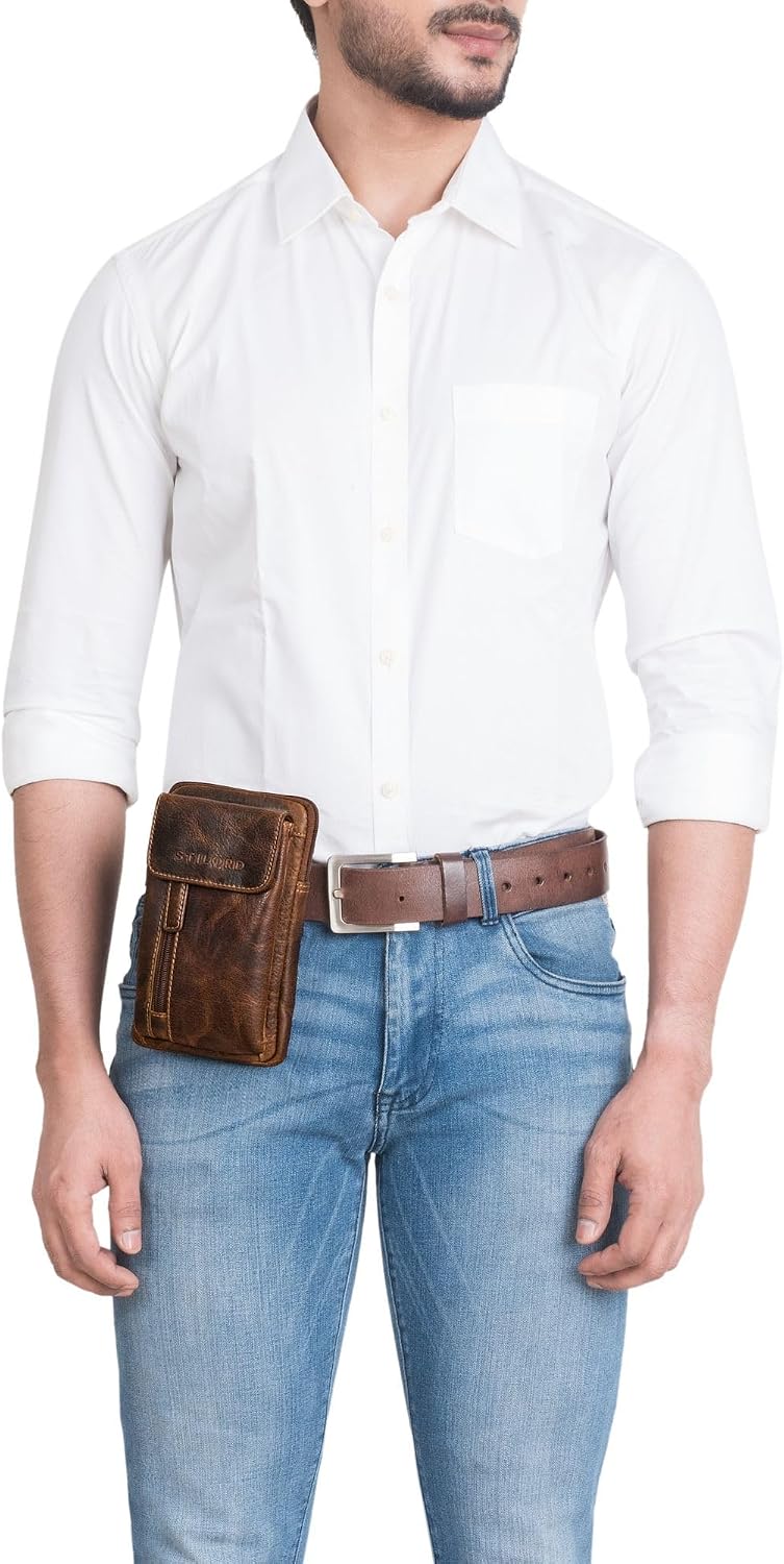 STILORD Mael 2-in-1 Umhängetasche Herren Leder Handytasche zum Umhängen Gürteltasche Brusttasche - S