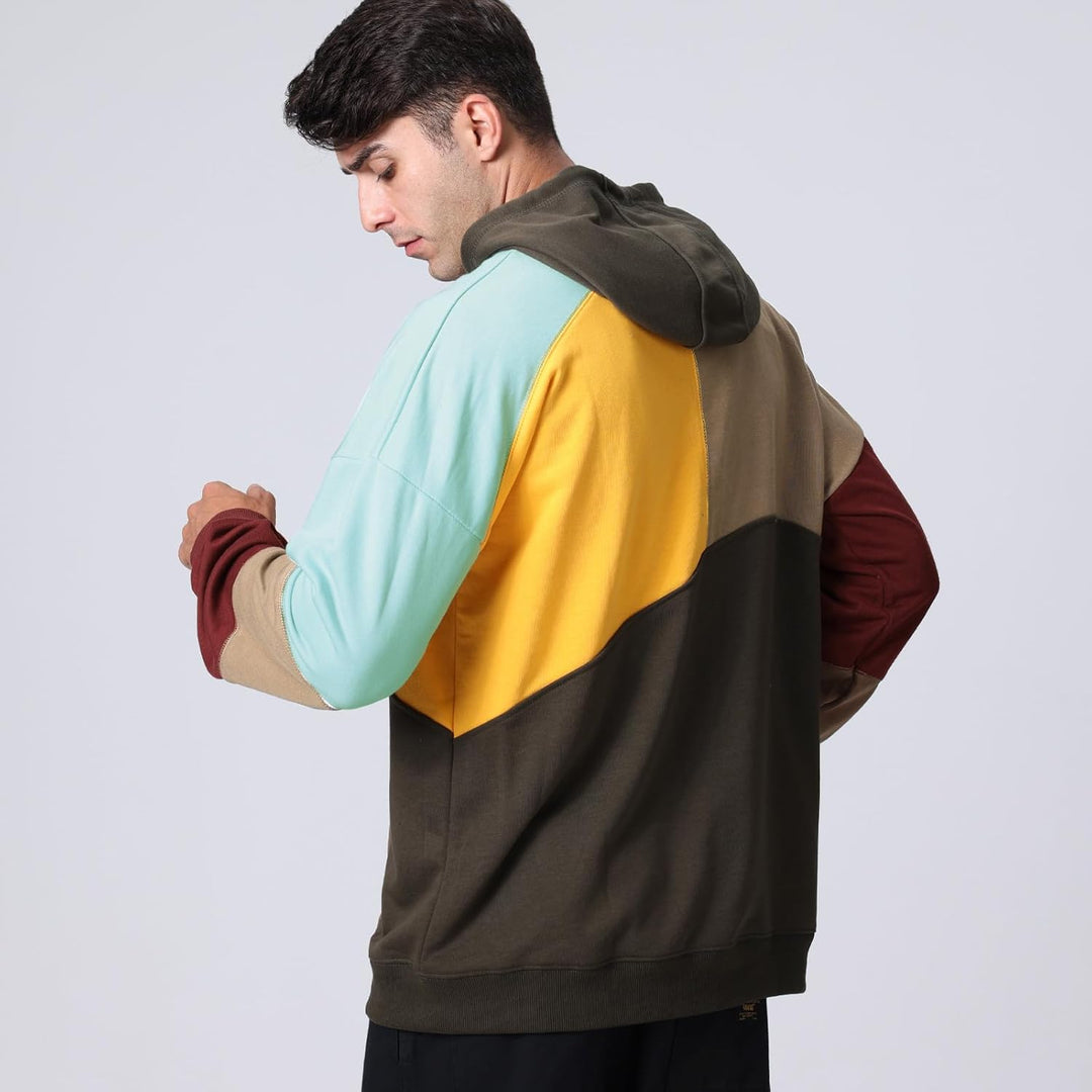 Hoodie Herren Kapuzenpullover Pullover，Herren Techwear Hip Hop Patchwork Unisex Streetwear Sweatshir